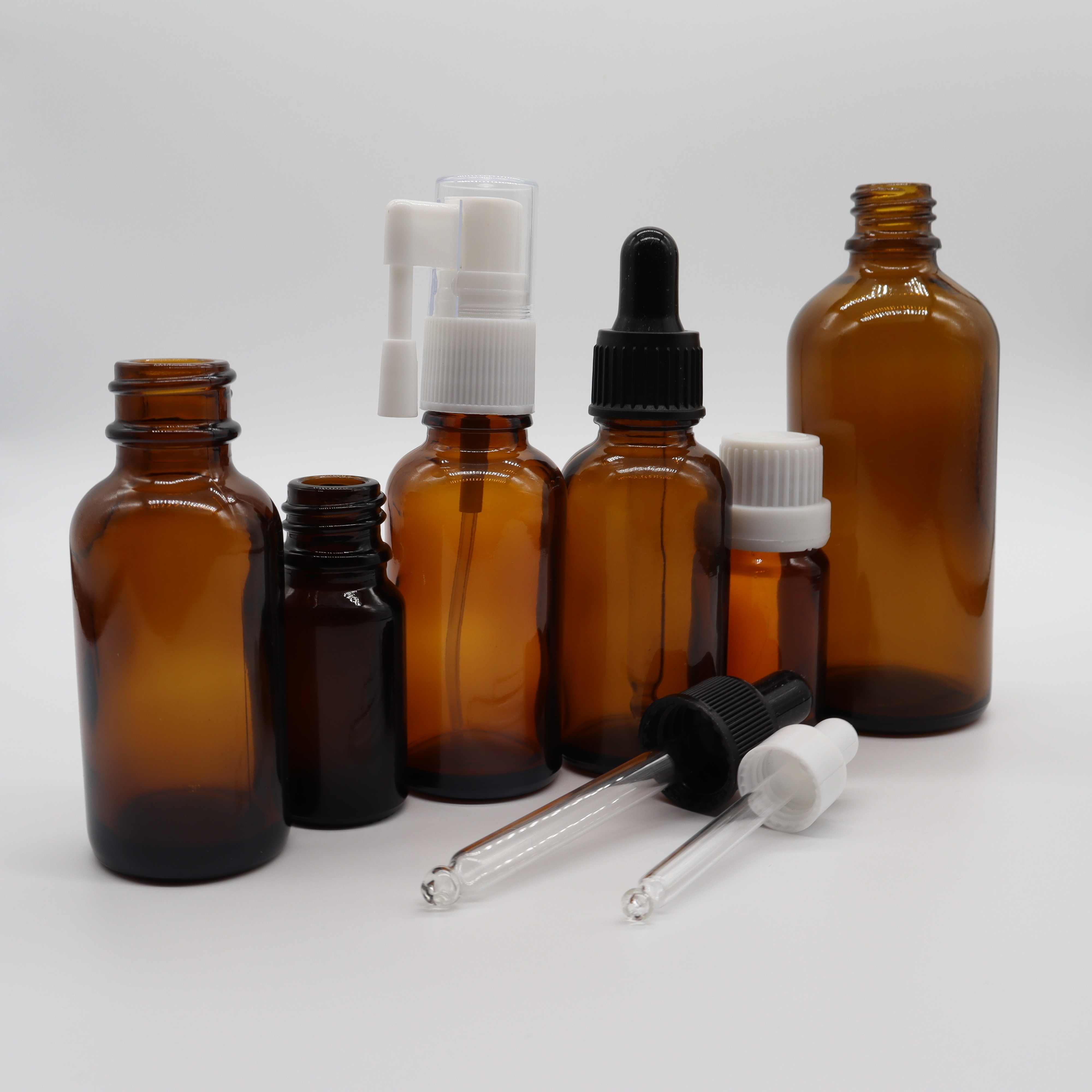 Essential oil glass dropper bottle with caps